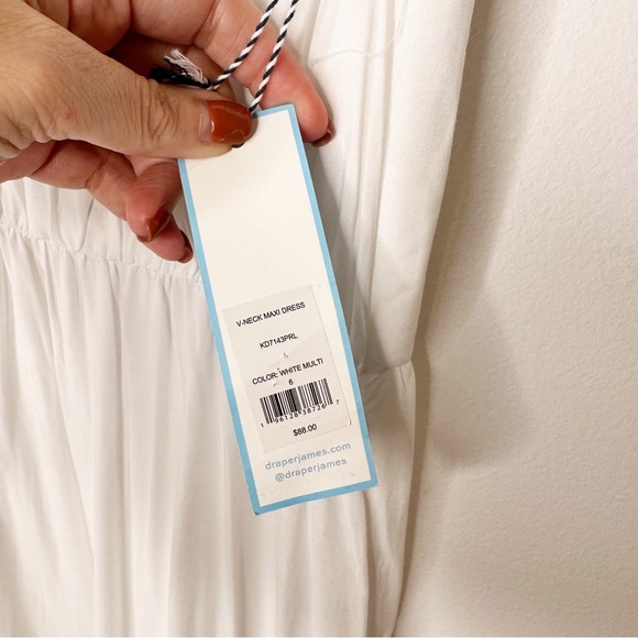 NWT DRAPER JAMES RSVP Reese Floral White V-Neck Sleeveless Maxi Dress Size 6 NEW - Picture 8 of 8